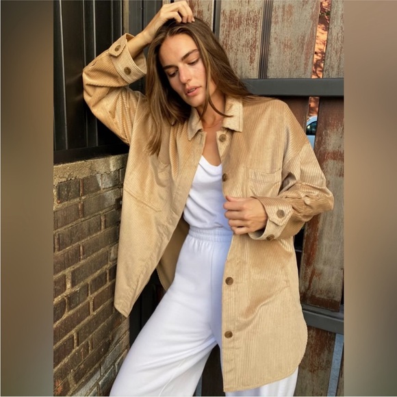 Aritzia Jackets & Blazers - Aritzia Babaton Corduroy Shacket Shirt Jacket Women XXS Tan